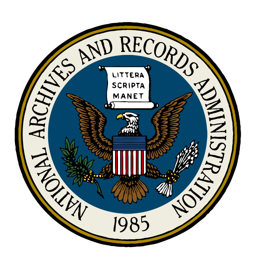 seal of the national archives and records administration (color with partial blue background)